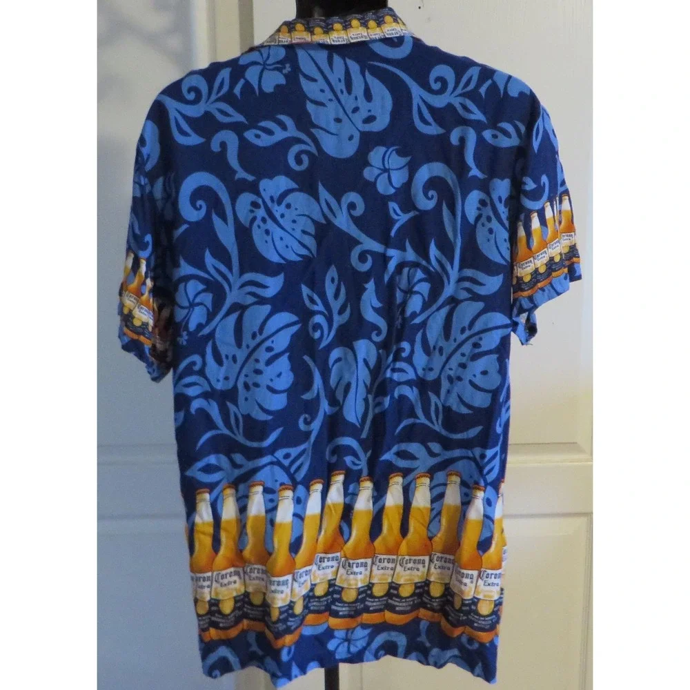 Mens Corona Extra Beer Hawaiian Camp Shirt Rayon XL